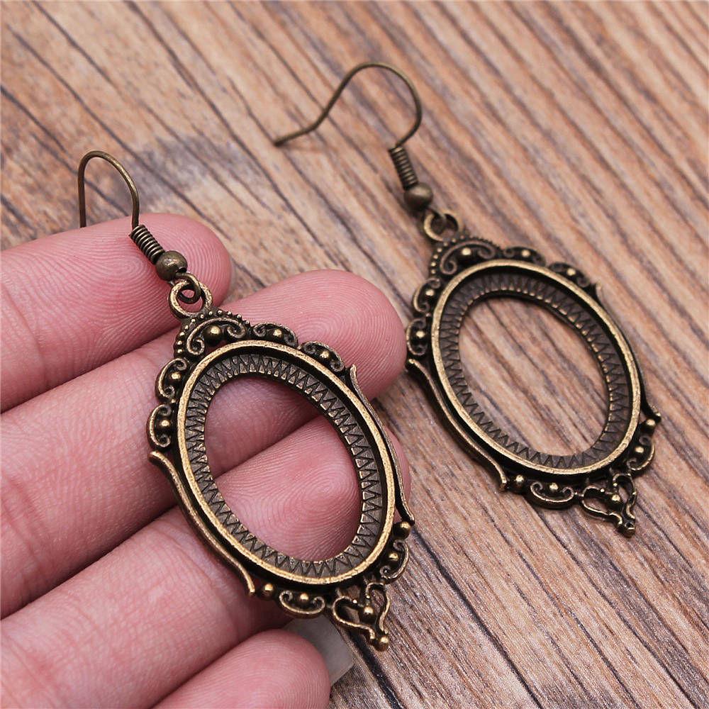 Oval Ear Hook Glass Cabochon Base Setting Tray Drop & Dangle Earring Women's Jewellery Party Boho Findings & Components