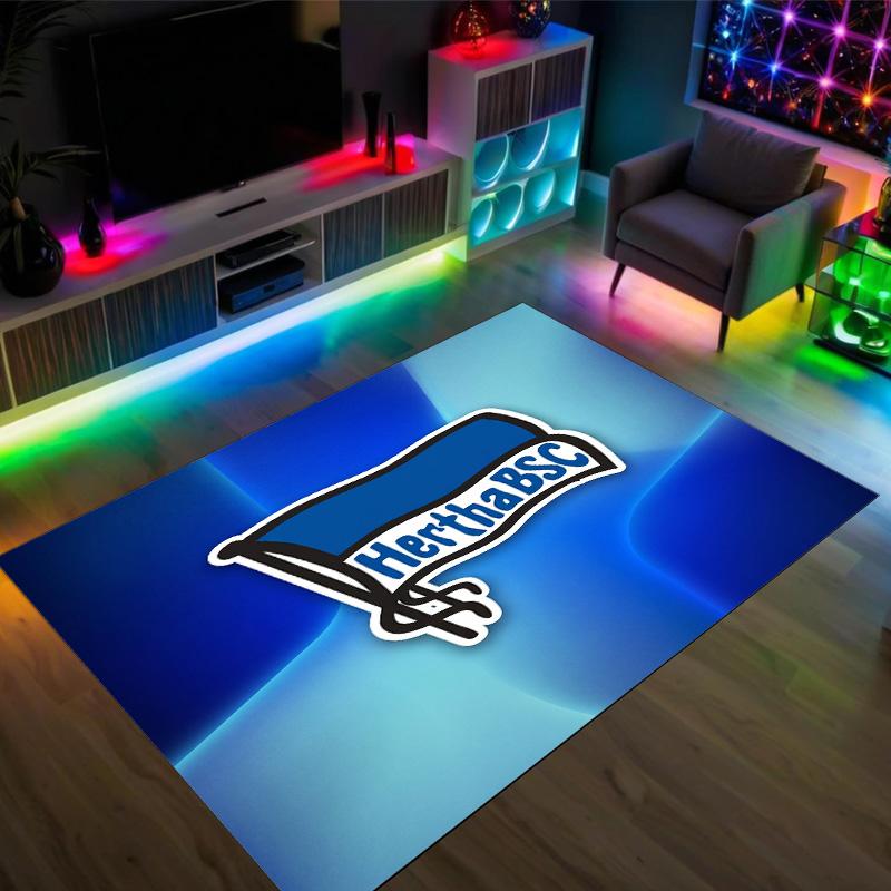 hertha bsc FC Design Crystal Velvet Carpet Cozy Non?Slip Printed Rug For Bedroom Living Room Entrance