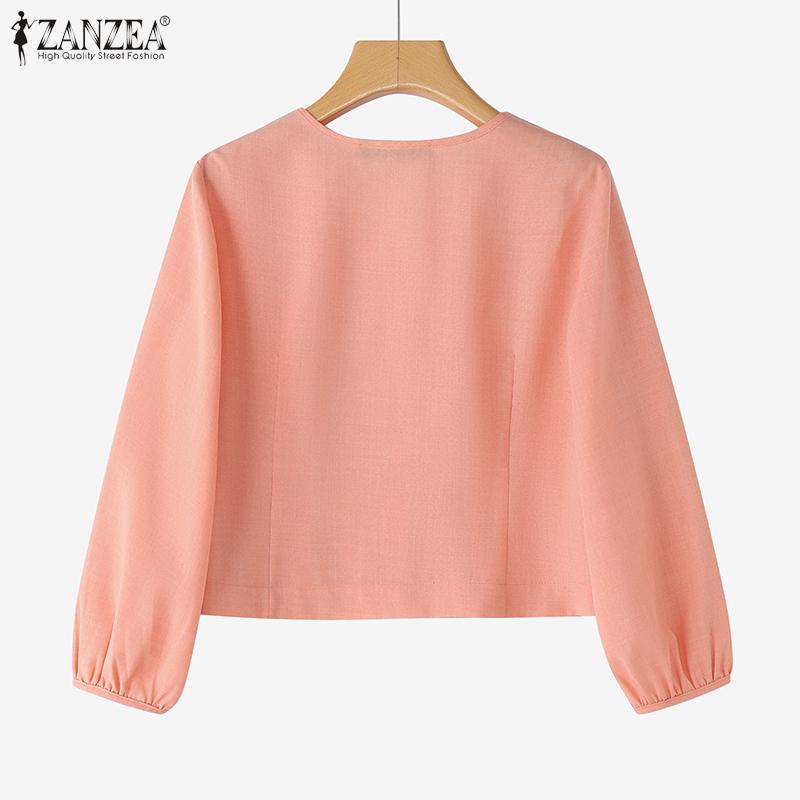 ZANZEA Женская повседневная блузка свободного кроя с V-образным вырезом и рукавом 3/4