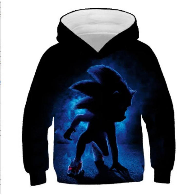 Осенние 3D толстовки с принтом Соника Ежа, модные повседневные спортивные с длинным рукавом, детские толстовки с капюшоном для мальчиков