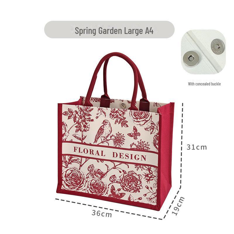 Large 3D Floral Canvas Tote with Custom Ribbon - Ideal for Corporate Promotions