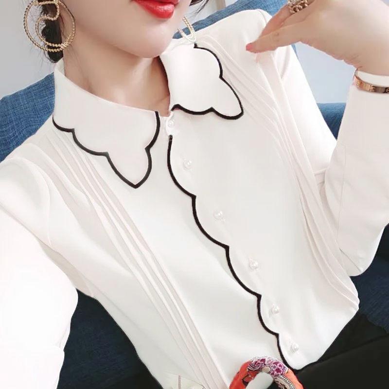 Шифоновая рубашка, женская весенне-осенняя новая модная свободная рубашка больших размеров, тонкие леггинсы в иностранном стиле, рубашка, топ, женская рубашка