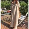 Fashion New Loose Women Shirt Dress Casual Short Sleeve Single Breasted Summer Dresses Female Lapel Solid Office Lady Elegant Long Dress 1308