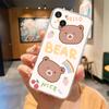 Милый прозрачный чехол для телефона BEAR для iPhone 15 14 13 12 Mini 11 Pro Max XS X XR 7 8 Plus, прозрачный противоударный силиконовый чехол