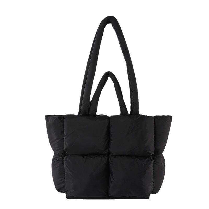 Пуховая сумка, хлопковая одежда, сумка-тоут, высокая версия, женская сумка из хлопка с клетчатым наполнителем, модная сумка через плечо.