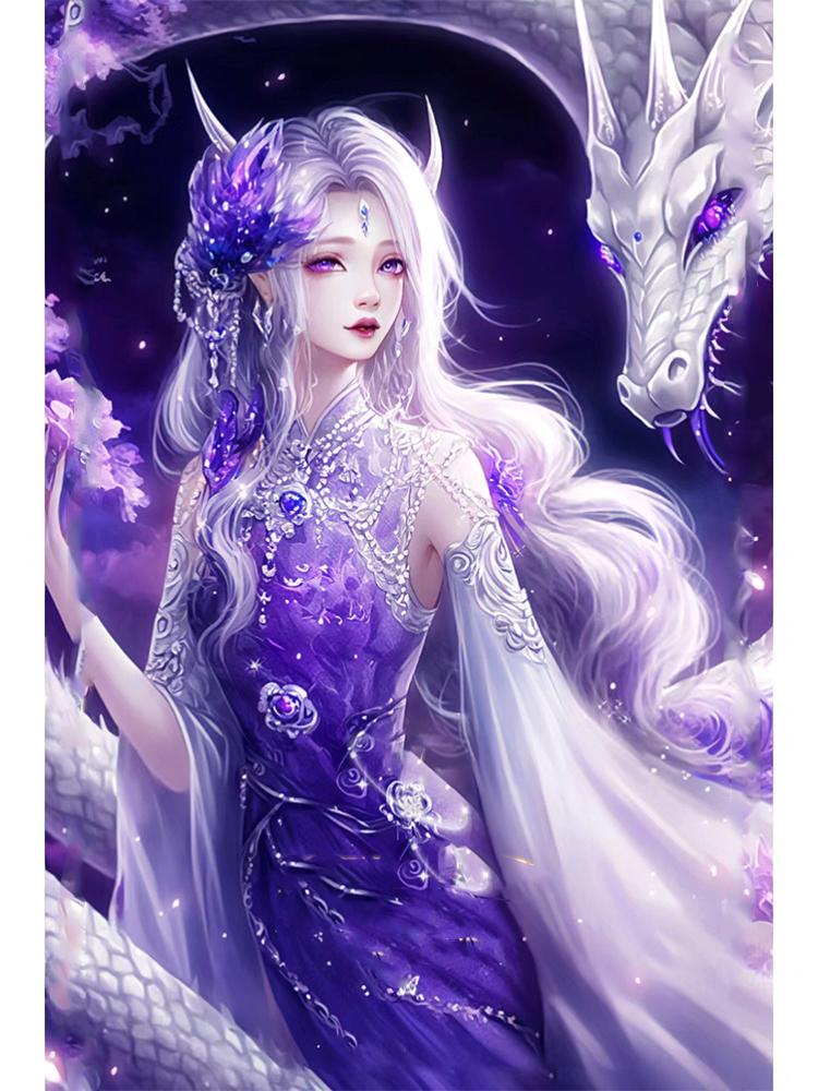 5DDIY Алмазная картина Мечтательный фиолетовый дракон Фея Мозаика Мультфильм Животное Вышивка Крестом Ремесла Украшения Дома Подарки