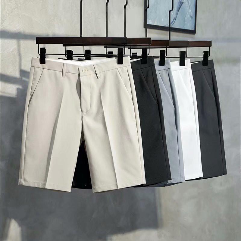 Mens Slim Fit Straight Cut Chino Shorts Casual Pants With Wrinkle Resistance