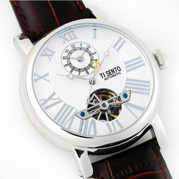 [Ticento]Men’s automatic leather watch TS50021WTW DUAL, Korean Luxury Watches