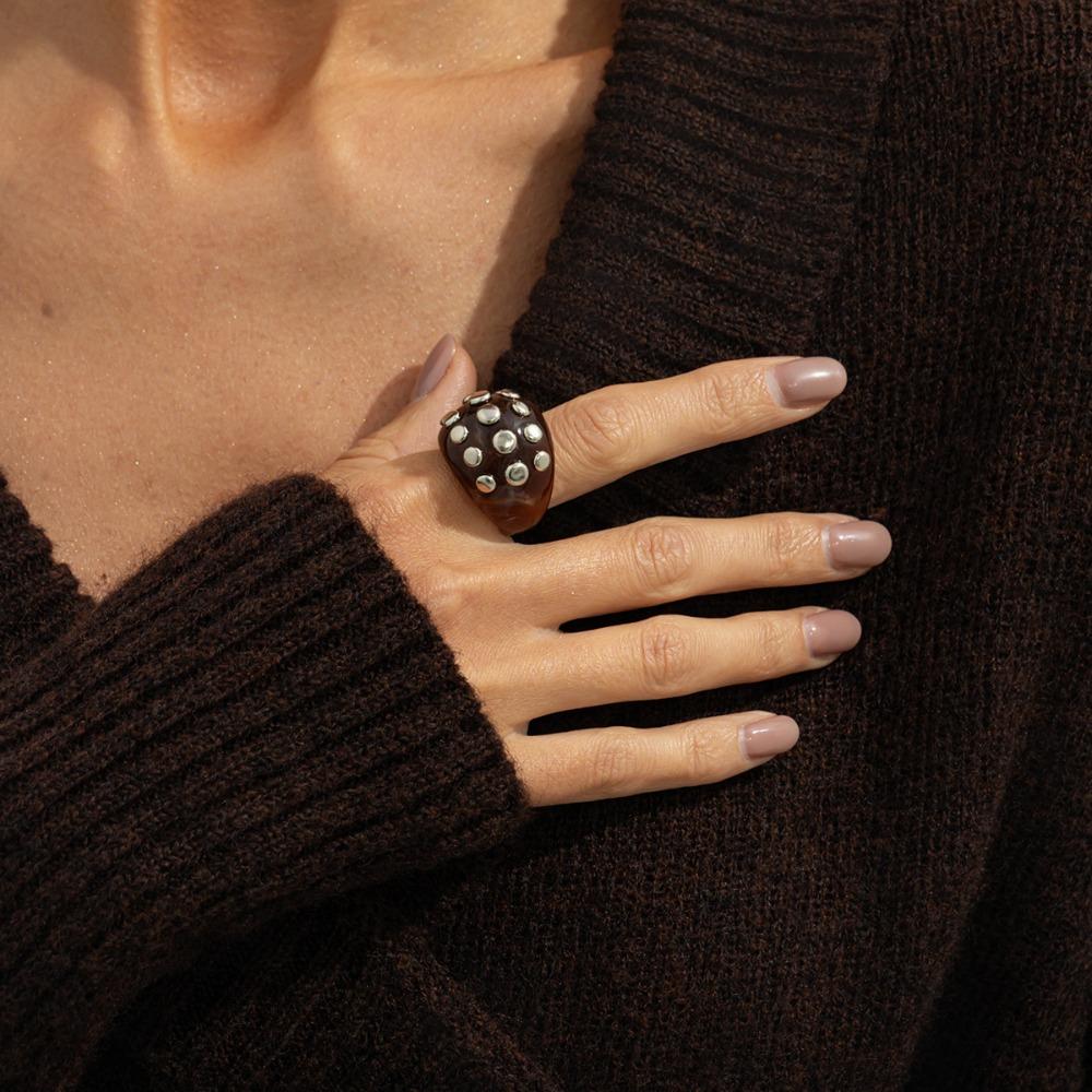 Минималистичный Акриловый Браслет с заклепками Панк-стиль Массивный Неправильной формы Широкий Браслет Манжета Украшение Открытый Браслет Декор
