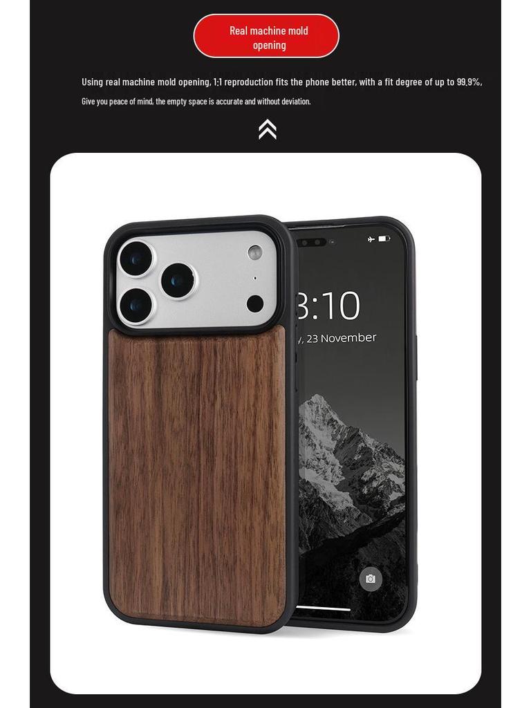 Защитный чехол из массива дерева для iPhone 17 Pro Max, устойчивый к падениям