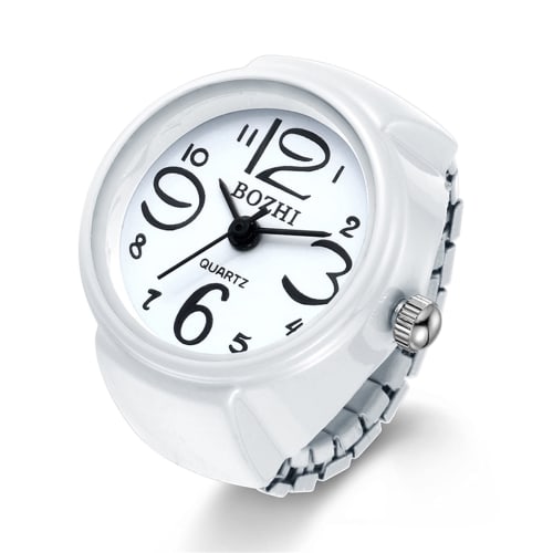 JEWELRYWE Ring Watch, Business, Fashion, Waterproof, Flip-Up Cover, Numeric Dial, Sports, Quartz Movement, Stainless Steel
