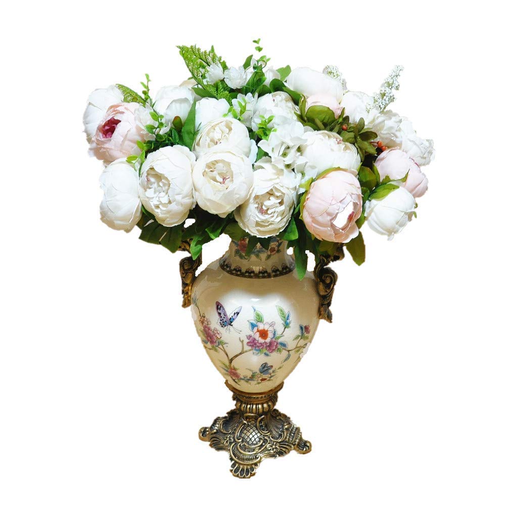 Creamy White simulation peony silk flower bouquet