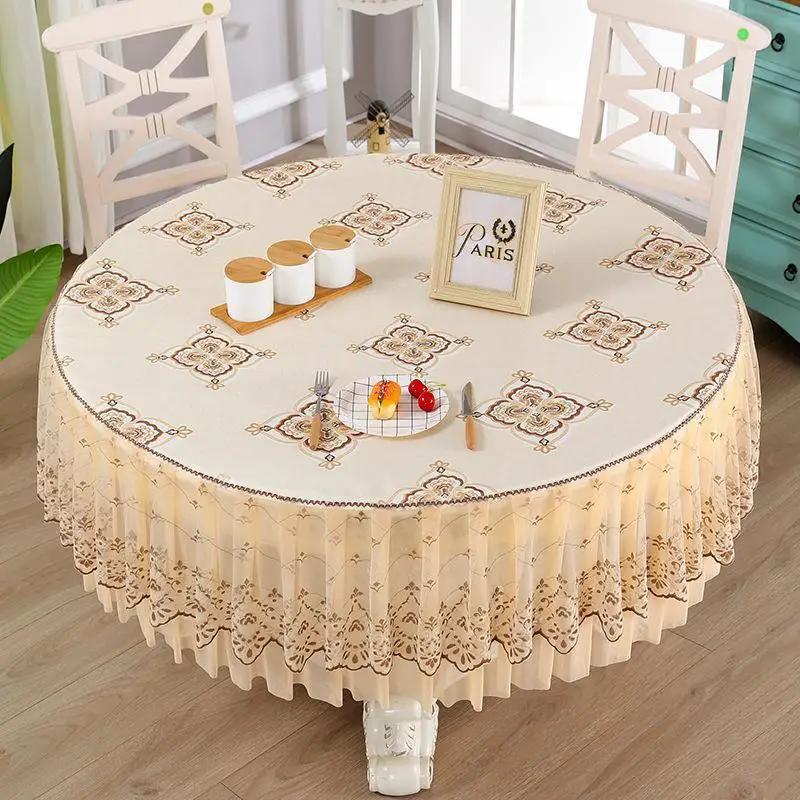 Водонепроницаемая круглая скатерть для обеденного чайного стола, скатерть для гостиничного дома, многофункциональная пылезащитная крышка, украшение для свадебной вечеринки
