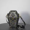 Trendy Black Girl Crossbody Coffin Bag Europunk Unisex Biker Bag Fashion Skull Head Ladies Shoulder Bag Rivet Decoration Sewing
