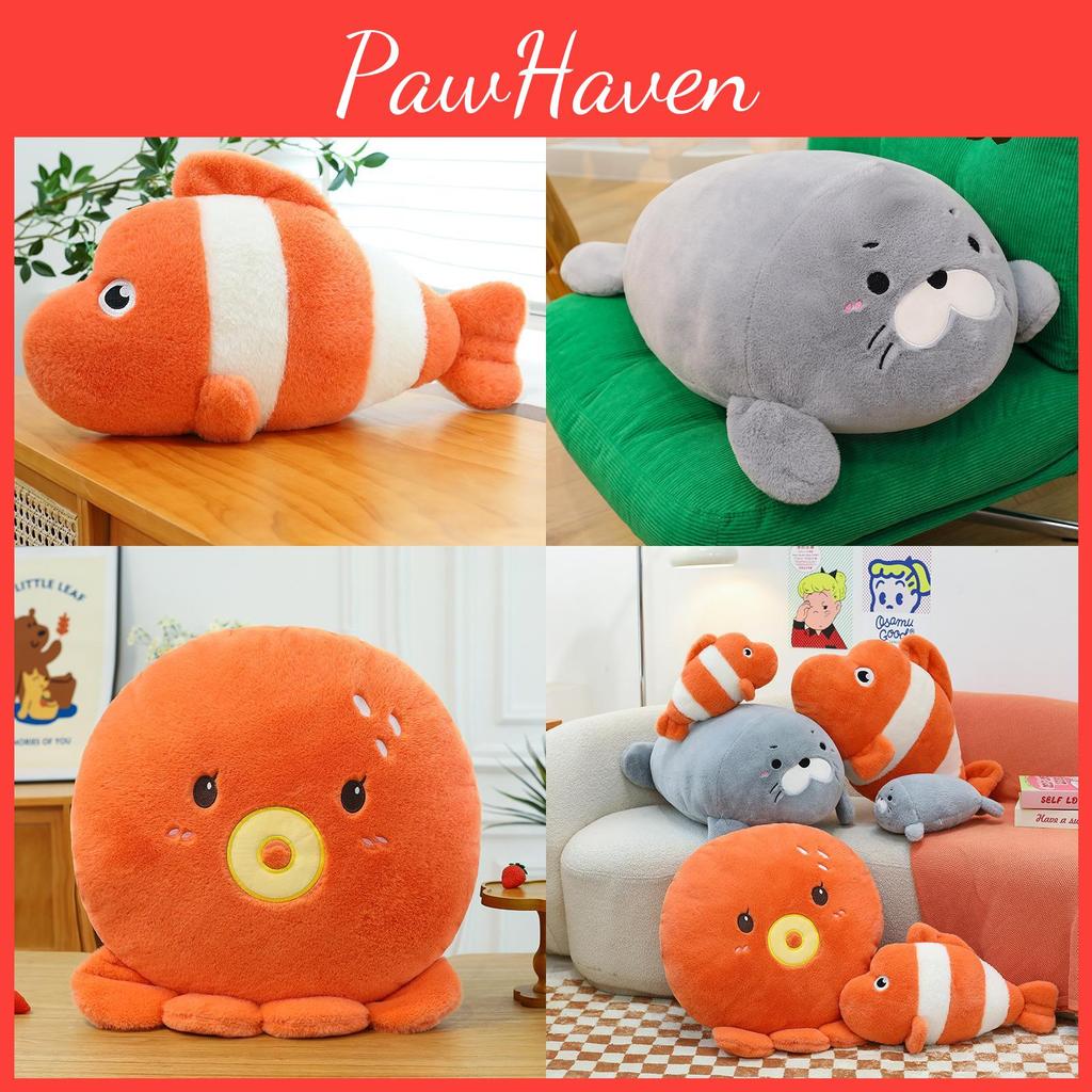 Clownfish Seal Octopus Marine Animal Plush Doll For Kids Bedroom And Playtime