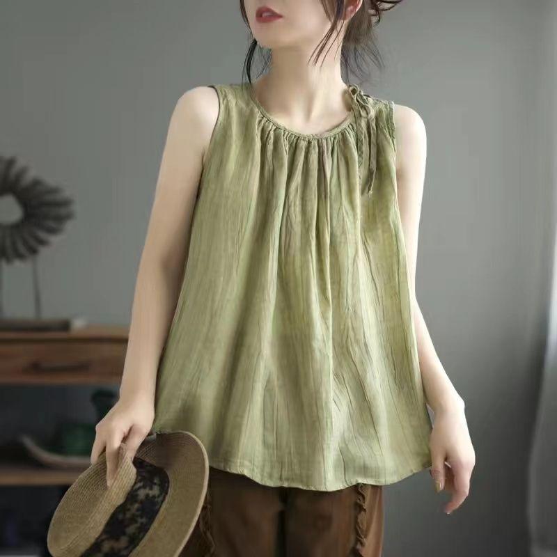 Новый летний ретро женский жилет без рукавов свободный пуловер низ подтяжки верх