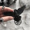 Vintage Gothic Black Crow Pendant Women's Necklace Dark Viking Mystery Symbol Necklace