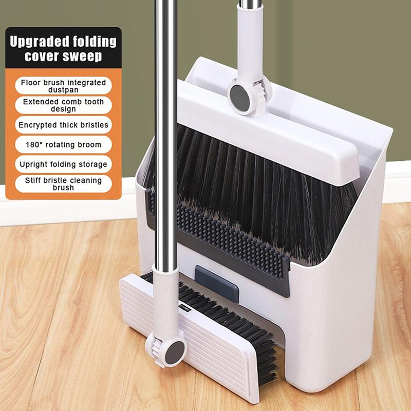 Effortless Home Cleaning with 3 in 1 Design Long Handled Floor Brush and Dustpan Set for All Surfaces