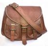 Подлинная винтажная женская коричневая кожаная сумка через плечо, кошелек-мессенджер