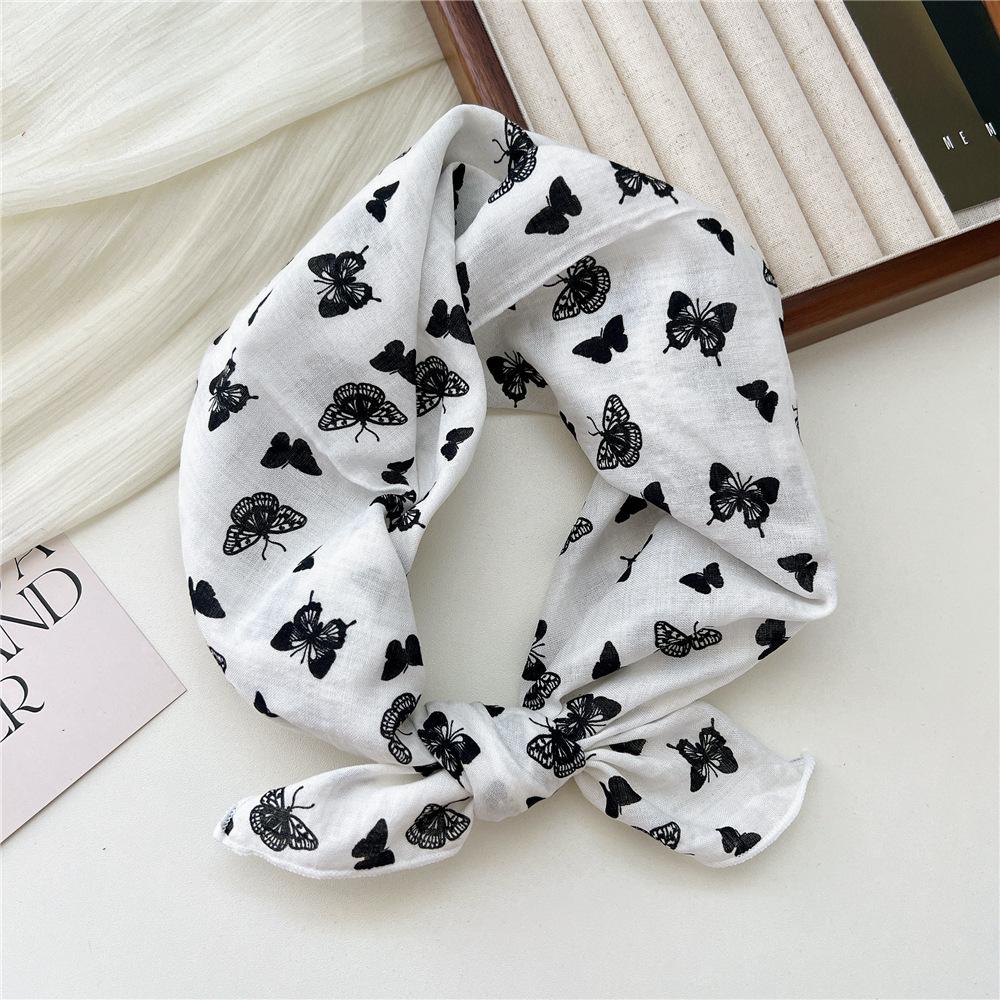 Маленький квадратный шарф из хлопка и льна, шелковый шарф, женский, весна и осень, новый стиль, художественный и универсальный, модный, темпераментный шарф-повязка на голову