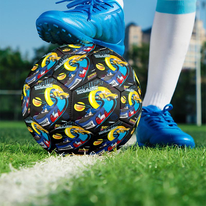 Sonic Print Size 5 Soccer Ball, PU Wear Resistant Football for Match Training and Daily Practice, Birthday Gift for Soccer Fans