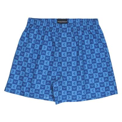Emporio Armani Клетчатые хлопковые тканые трусы с орлом (M / L), Мужское нижнее белье с передней застежкой, размер M (Японский размер), 54250001, Синий, Размер 65