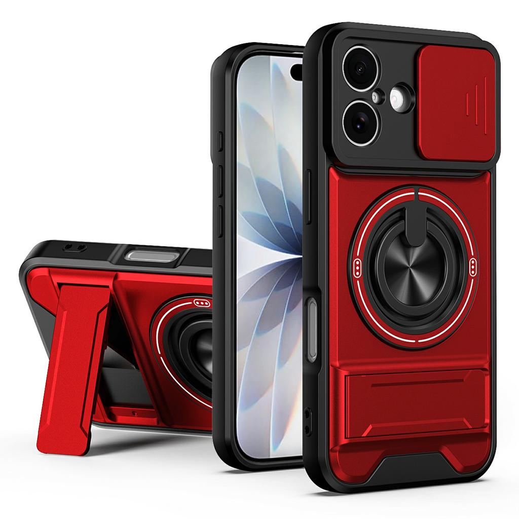Чехол для iPhone 17 с кольцом-держателем, совместимый с MagSafe, складной подставкой, чехол из ТПУ и ПК для телефона со шторкой для камеры