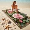Elegant Pink Roses Garden Art Soft Beach Towel Outdoor Camping Vacation Swimming Beach Towel Outdoor Absorbent Bath Towel Blanket A5