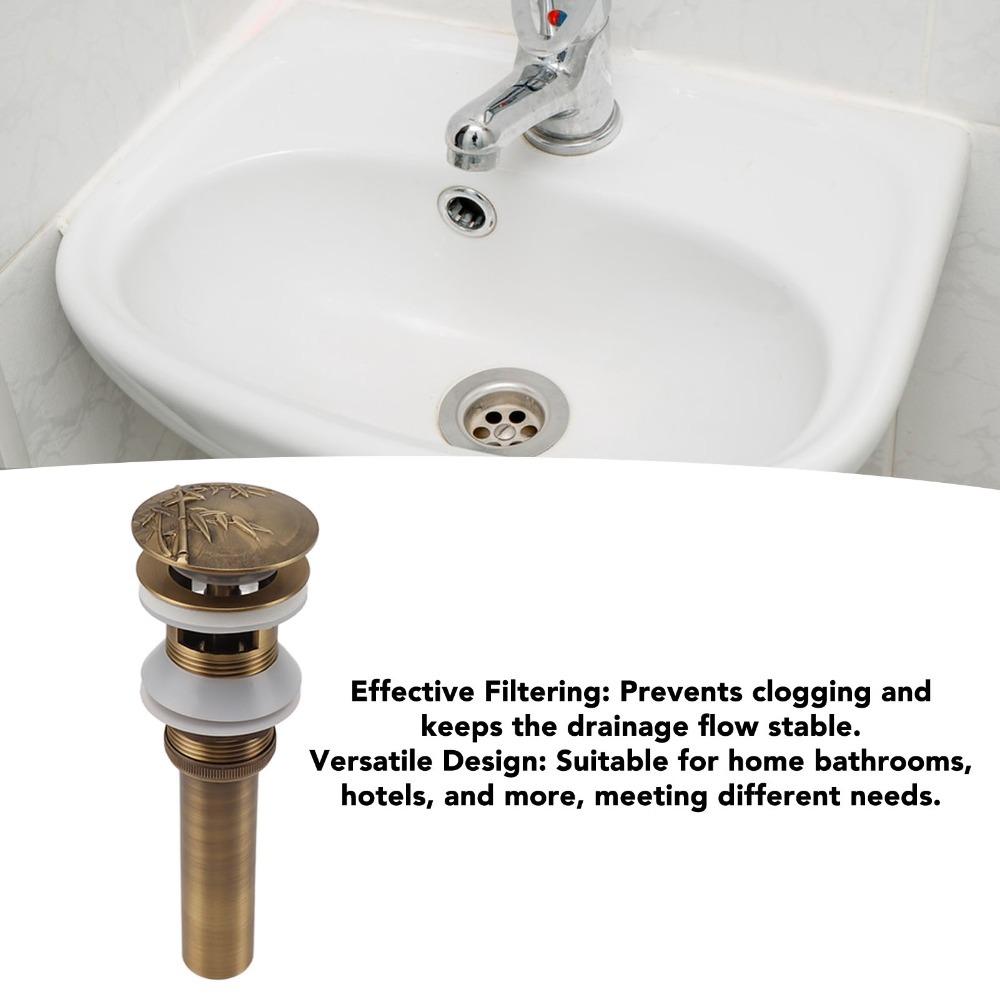 Brass Material Drain Stopper Push Bounce Sink Drain Stopper Vessel Sink Drain Bathroom Basin