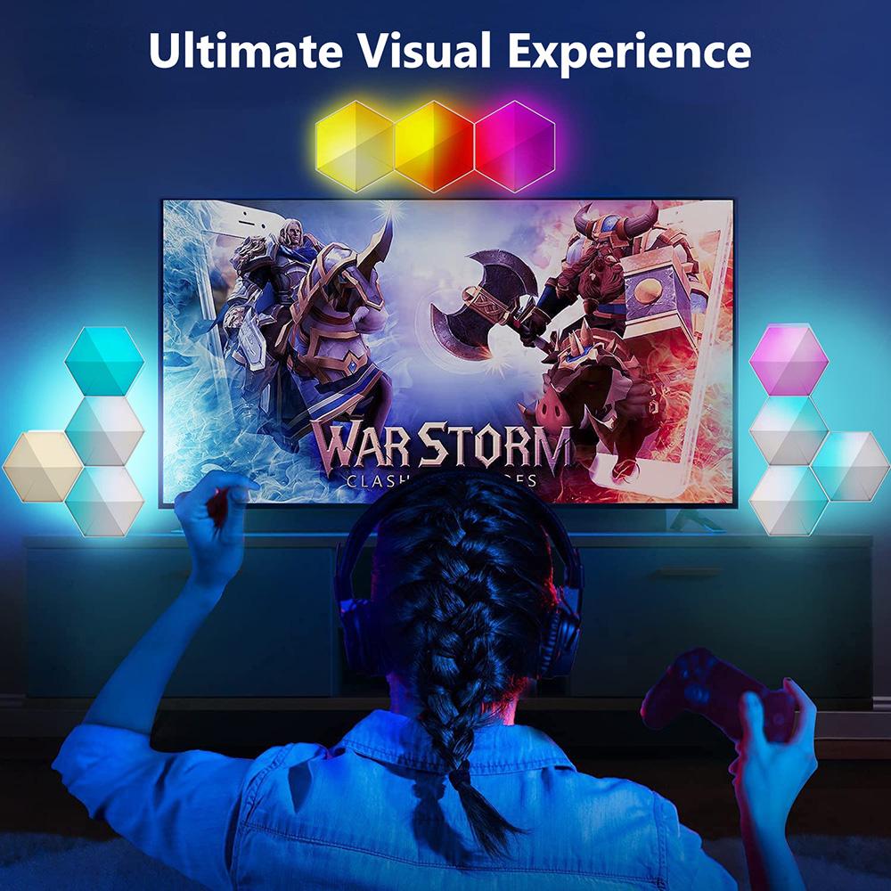 Умные светодиодные шестиугольные светильники RGBIC Настенные бра Музыкальная синхронизация Игровой светильник с пультом дистанционного управления