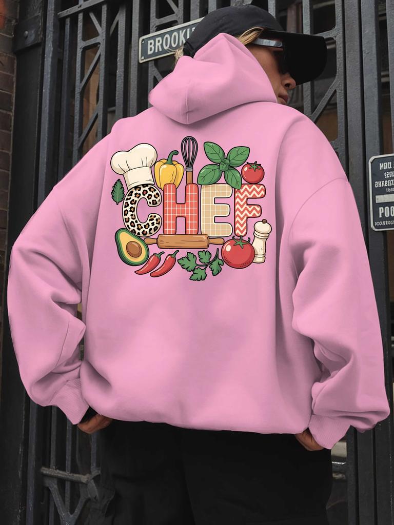 Ladies' Fashionable Hooded Pullover with Trendy Back Print Design. Very Suitable for Autumn and Winter Seasons