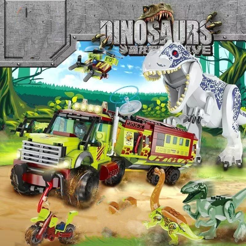 Jurassic Dinosaur Series Rescue Tyrannosaurus Rex Helicopter Building Block Toy for Children Educational Gift FC3721-3722