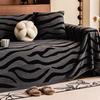 1pc Zebra Stripes Jacquard Contrast Colour Warm Fleece Sofa Towel, Sofa Winter Leisure Blanket for Living & Bed Room Decor