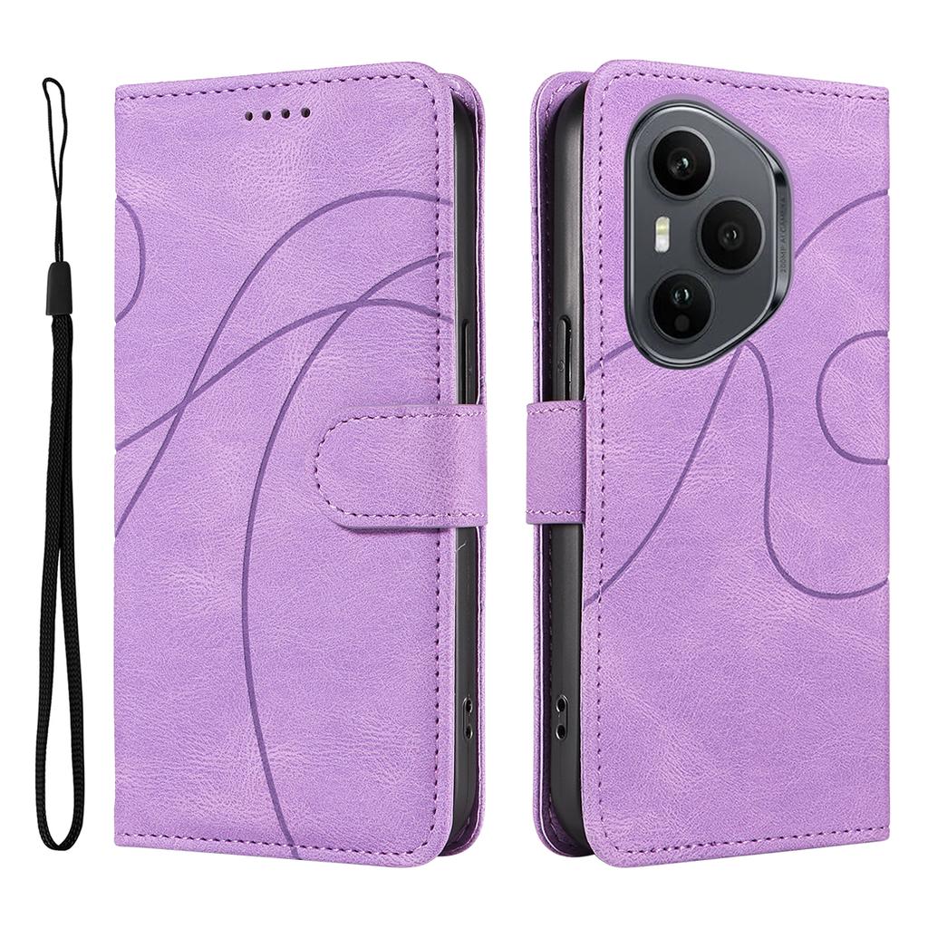 For Honor 400 Pro 5G (Global) Wallet Case Leather Phone Cover Stand with Curved Line Design