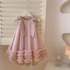 Summer Girls Sleeveless Bow Solid Color Sweet Gentle Princess Dress Childrens