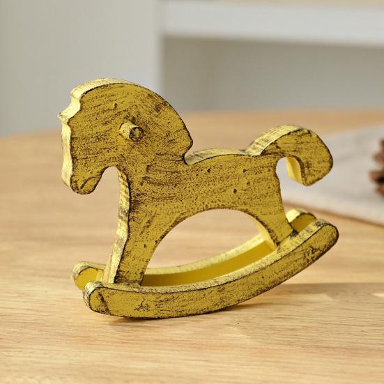 Расписанная вручную деревянная фигурка лошадки-качалки, винтажная миниатюрная статуэтка лошадки-качалки, украшение для дома, офиса, гостиной, настольный декор