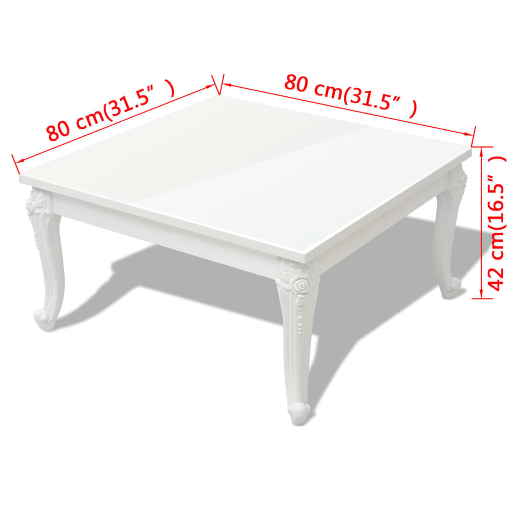 Coffee Table 80 x 80 x 42 cm High Gloss White
