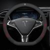 TDMC1 Для Tesla Roadster Model 3 Model Y Model S Model X Автомобильная Кожаная Углепластиковая Противоскользящая Защитная Накладка на Руль Аксессуары