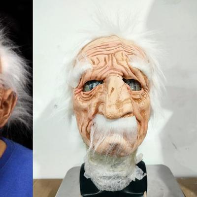 Маска дедушки с белой бородой из латекса