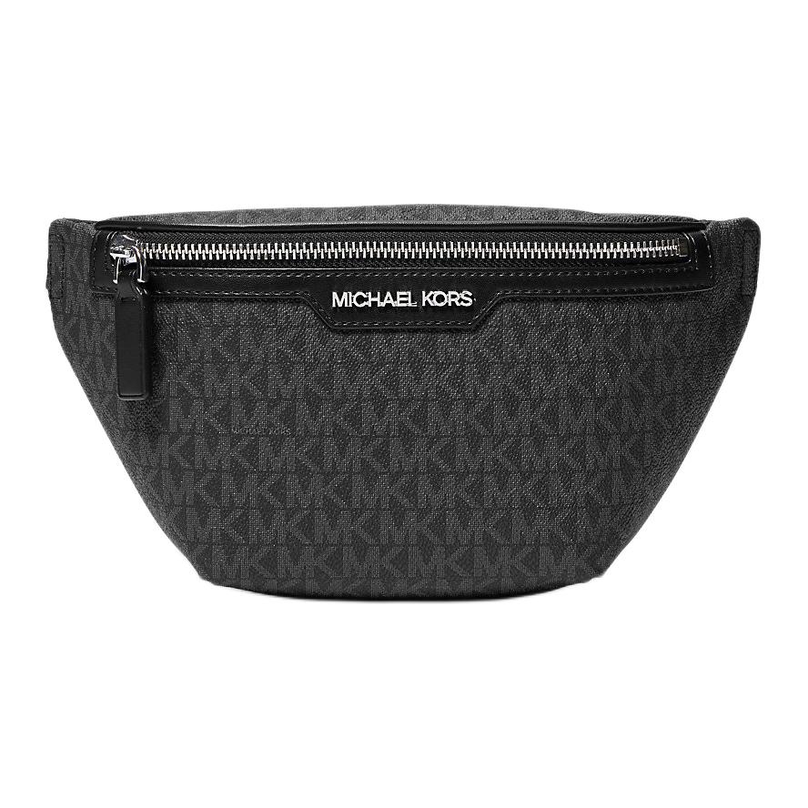 Michael Kors MK Cooper Сумка-кроссбоди на пояс с принтом логотипа и застежкой-молнией из покрытого холста Мини Мужские сумки Черный 37T4LCOY1B-BLACK