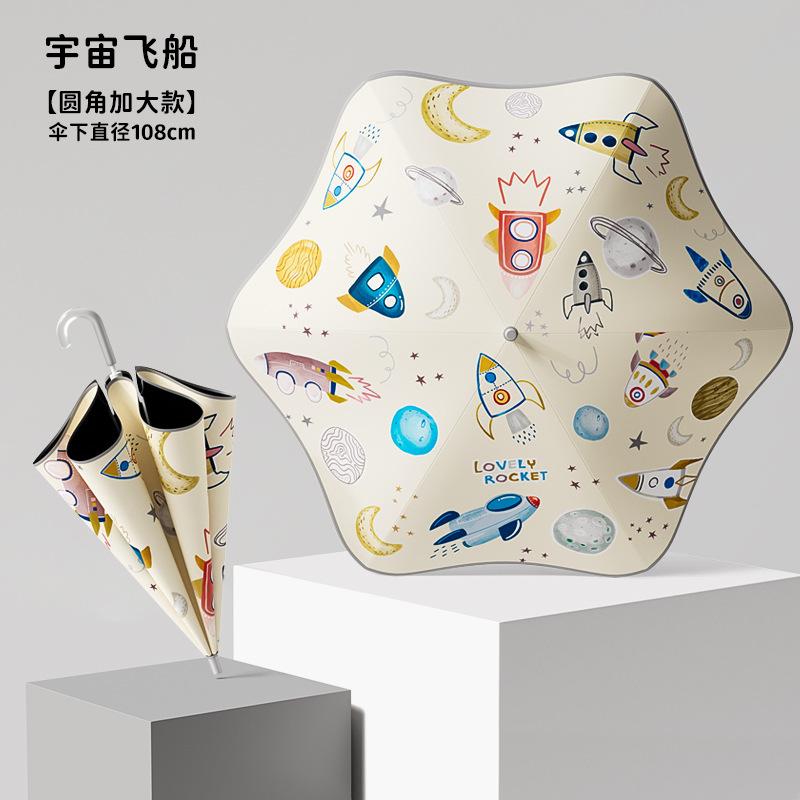 New Tall Children's Special Umbrella Rounded Corner Roller Oversized Primary School Students Anti-puncture Children Vinyl Clear