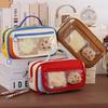 Creative Large Capacity Canvas Pencil Case Zipper Multi Layers Pencil Bag Holder Portable Stationery Storage Bag Gifts