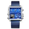 LIGE New Top Brand Luxury Fashion Men Watches Gold Steel Sports Square Digital Analog Big Quartz Watch for Man relogio masculino