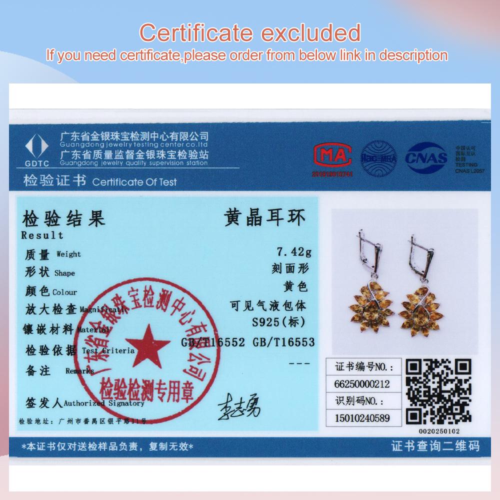 Серьги из стерлингового серебра 925 пробы с натуральным цитрином и драгоценными камнями. Изящные ювелирные украшения. Подарок на годовщину и банкет для женщин.