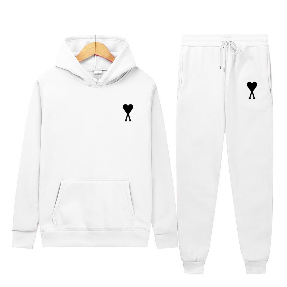 Spring tide brand Aml classic big love printing men and women the same couple hooded sweater set