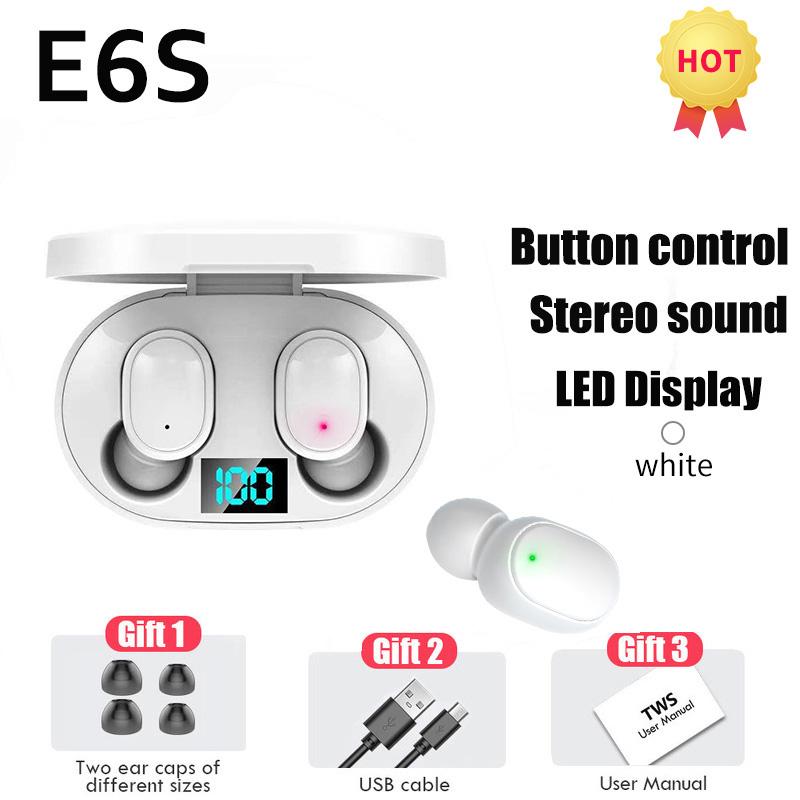 Беспроводные наушники E6S TWS Bluetooth 5.0 со светодиодным дисплеем, шумоподавлением, HIFI, спортивные, гарнитура с микрофоном для смартфона