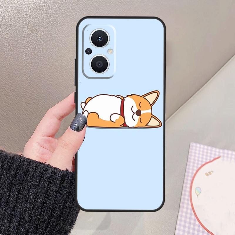 Мультяшная Корги Чехол Для OPPO Reno 12 F 11F 13F 14F 10 13 14 15 Pro 7 8 Lite OPPO Find X8 X6 X5 X9 Pro Чехол