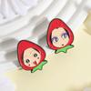Japanese Anime Girls Enamel Pins Cute Strawberry Hat Brooches Lapel Badges Cartoon Sweet Jewelry Gift for Friends