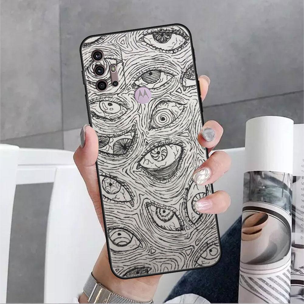 Чехол со смайликом со страшным лицом и глазами для Motorola G30 G60 G22 G9 Play G82 G52 G8 G9 G50 One Fusion Edge 20, черные мягкие чехлы для телефона