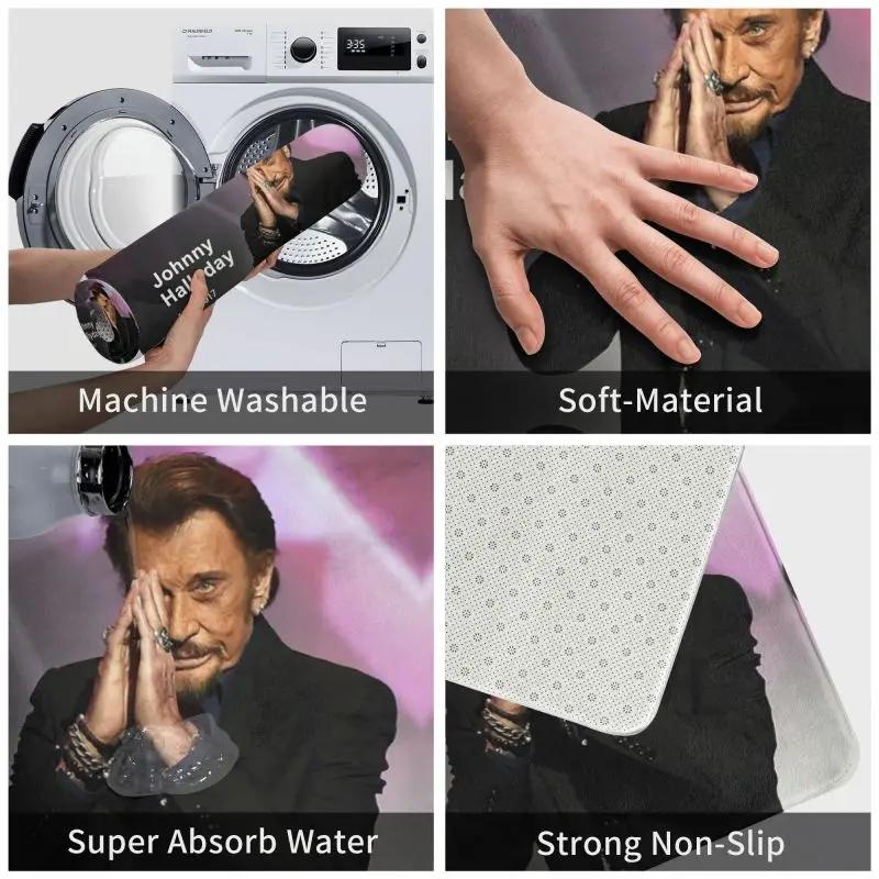 Rock Johnny Hallyday Door Floor Bath Kitchen Mat Anti-Slip French Singer Music Doormat Living Room Entrance Rug Carpet Footpad